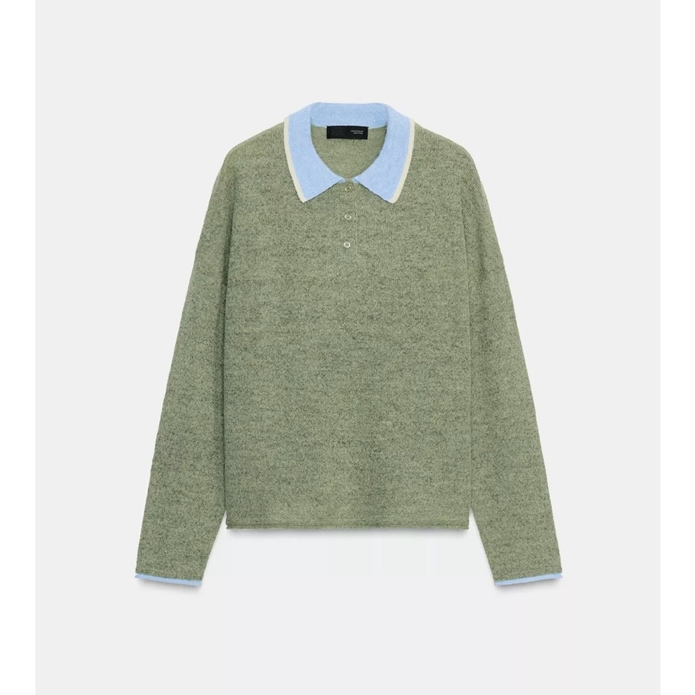 CONTRASTING KNIT POLO SWEATER